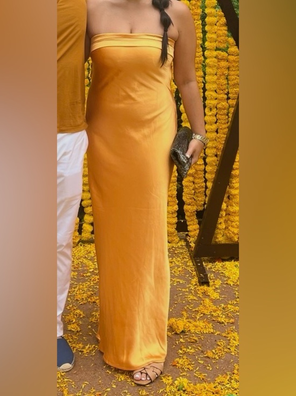 Silky Gold Cowl Neck Maxi Dress